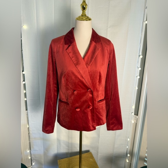 LC Lauren Conrad Red Velvet Blazer Small - Picture 11 of 11